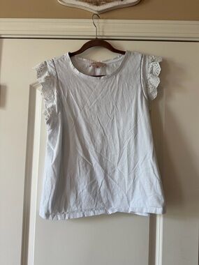 Philosophy White Eyelet Flutter Tank Top